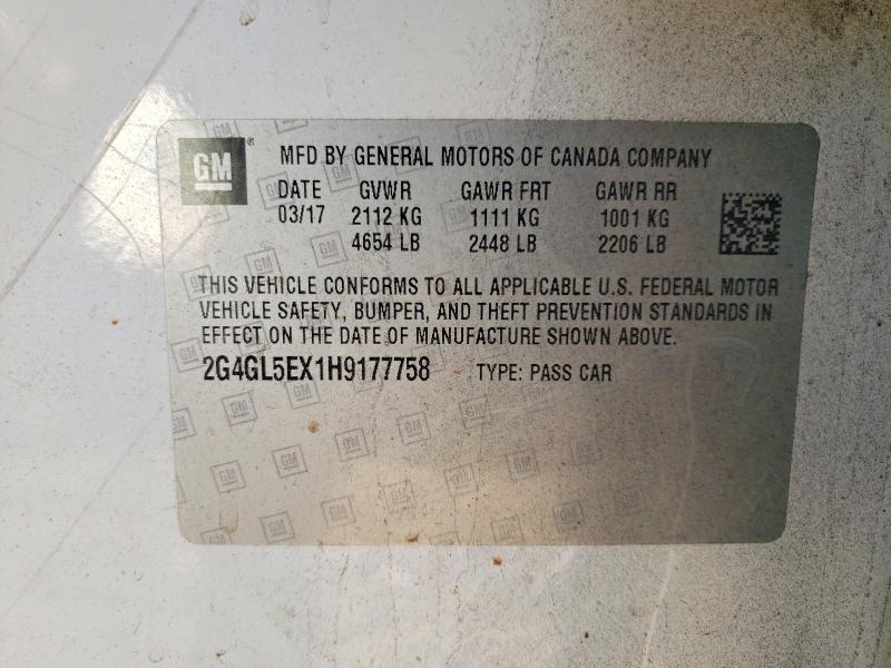 48492716 :رقم المزاد ، 2G4GL5EX1H9177758 vin ، 2017 Buick Regal مزاد بيع