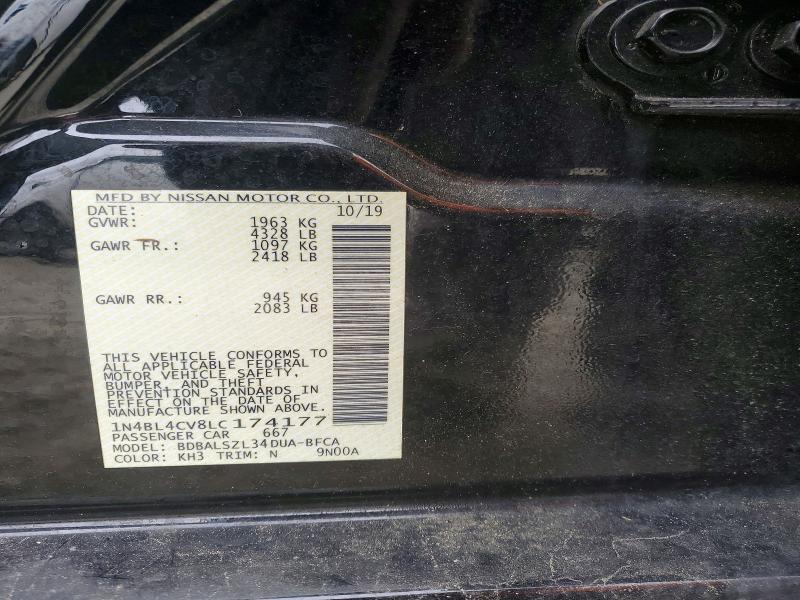 Aukcja sprzedaży 2020 Nissan Altima, vin: 1N4BL4CV8LC174177, numer aukcji: 50774666