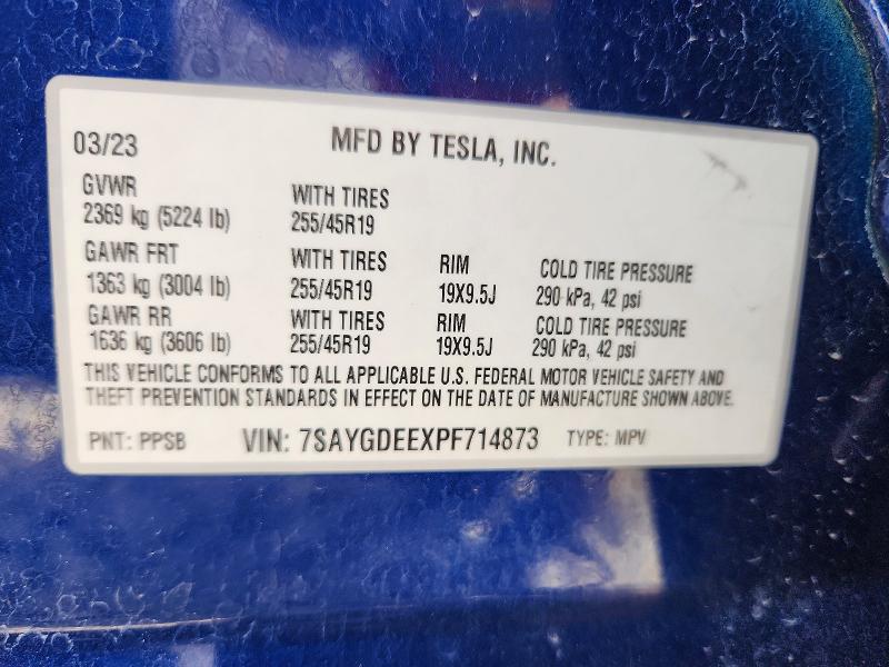 Aukcja sprzedaży 2023 Tesla Model Y, vin: 7SAYGDEEXPF714873, numer aukcji: 48698816
