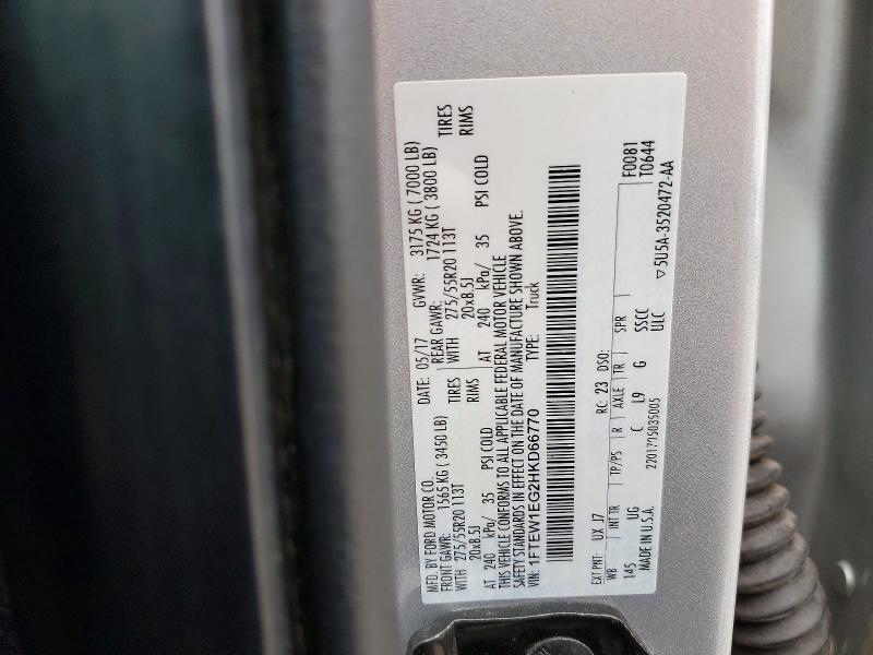 2017 Ford F150 მანქანა იყიდება აუქციონზე, vin: 1FTEW1EG2HKD66770, აუქციონის ნომერი: 50507746