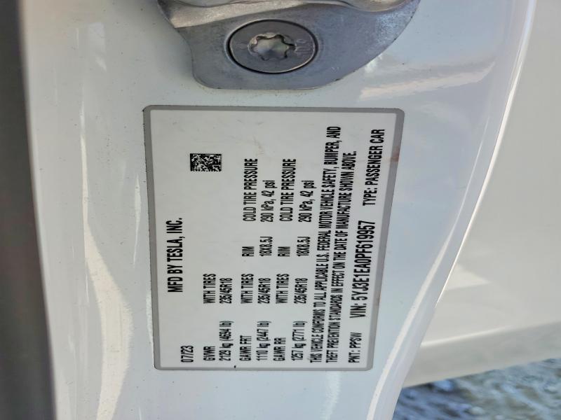 2023 Tesla Model 3 მანქანა იყიდება აუქციონზე, vin: 5YJ3E1EA0PF619957, აუქციონის ნომერი: 49438586