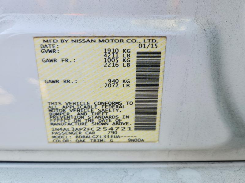 Продаж на аукціоні авто 2015 Nissan Altima, vin: 1N4AL3AP2FC254721, номер лоту: 50686496