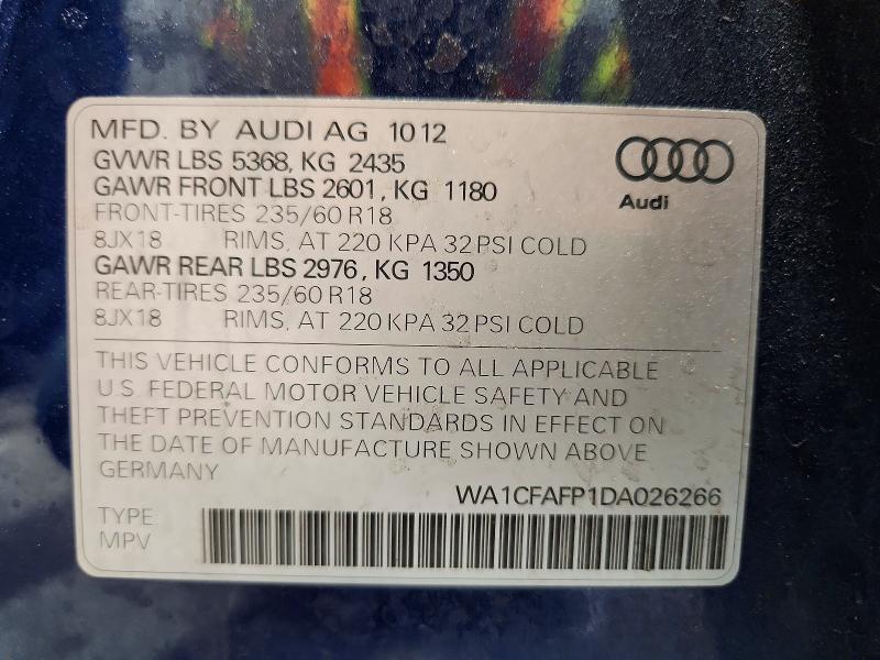 Продаж на аукціоні авто 2013 Audi Q5, vin: WA1CFAFP1DA026266, номер лоту: 51142796