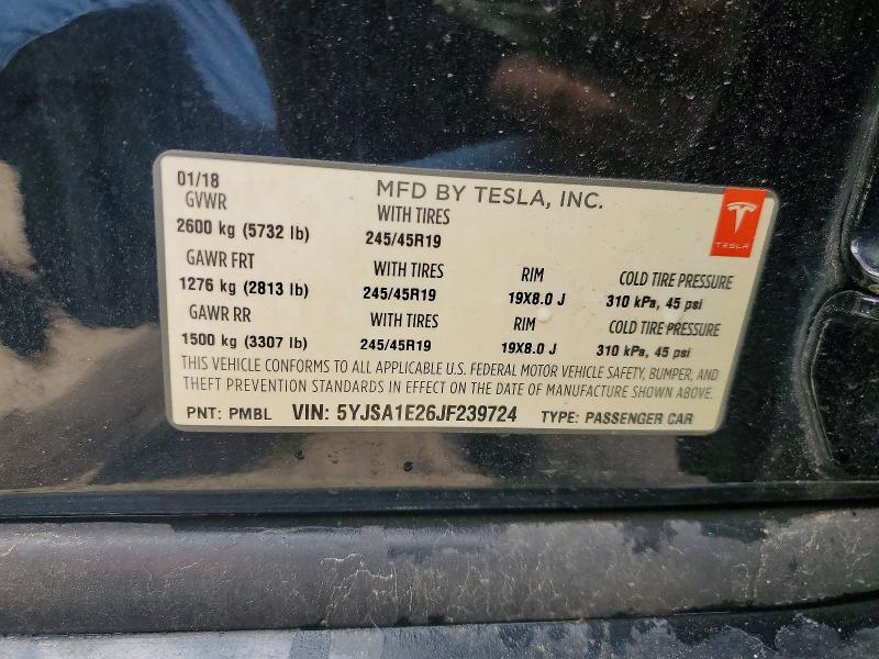Aukcja sprzedaży 2018 Tesla Model S, vin: 5YJSA1E26JF239724, numer aukcji: 49303276