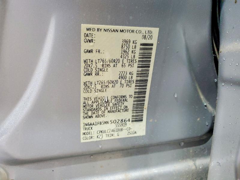 Aukcja sprzedaży 2021 Nissan Titan Xd, vin: 1N6AA1FB5MN502864, numer aukcji: 48390166