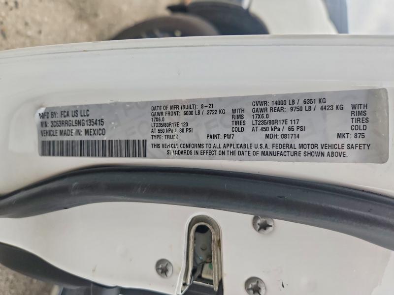 49511976 :رقم المزاد ، 3C63RRGL9NG135415 vin ، 2022 Ram 3500 مزاد بيع