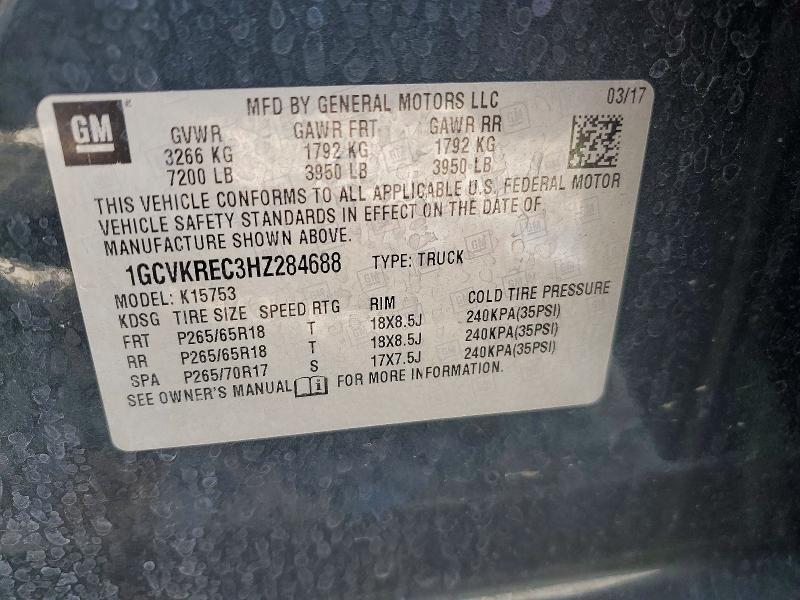 Продажа на аукционе авто 2017 Chevrolet Silverado, vin: 1GCVKREC3HZ284688, номер лота: 49603976