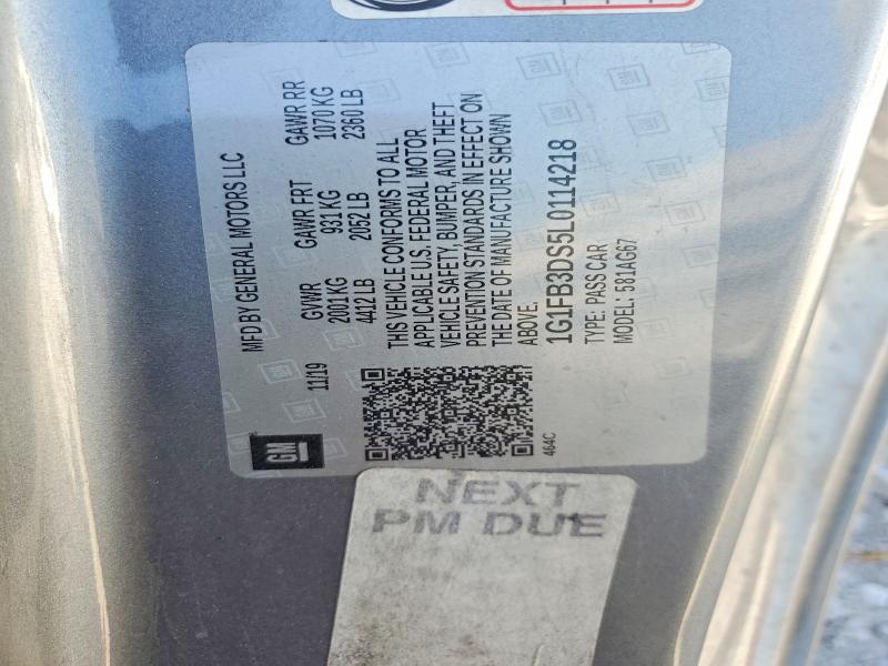 49677506 :رقم المزاد ، 1G1FB3DS5L0114218 vin ، 2020 Chevrolet Camaro مزاد بيع