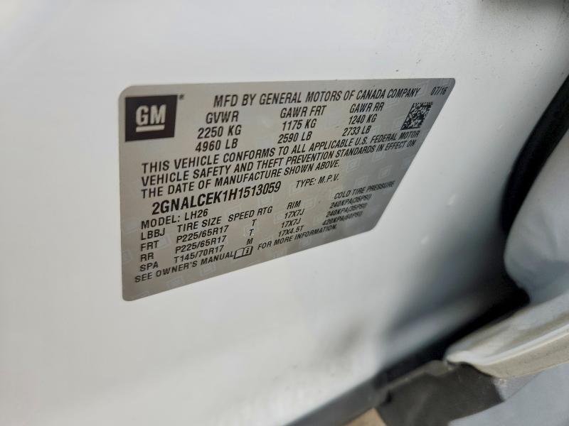 Продаж на аукціоні авто 2017 Chevrolet Equinox, vin: 2GNALCEK1H1513059, номер лоту: 50978196