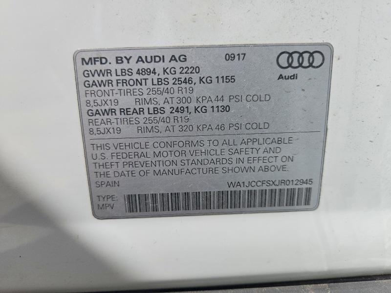 Продаж на аукціоні авто 2018 Audi Q3, vin: WA1JCCFSXJR012945, номер лоту: 49412816