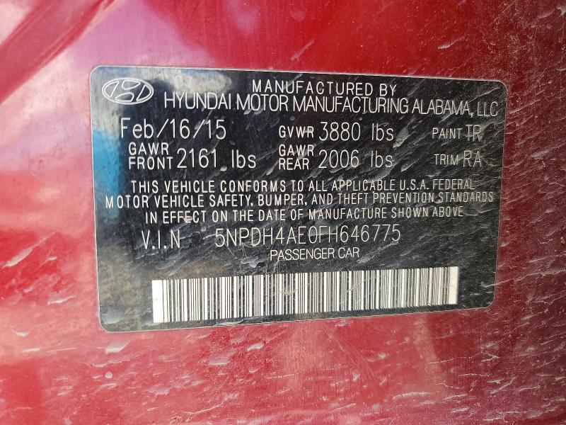 Aukcja sprzedaży 2015 Hyundai Elantra, vin: 5NPDH4AE0FH646775, numer aukcji: 49670196