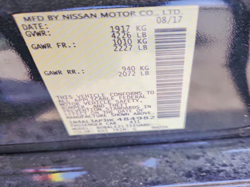 Aukcja sprzedaży 2017 Nissan Altima, vin: 1N4AL3AP3HC484982, numer aukcji: 50815936