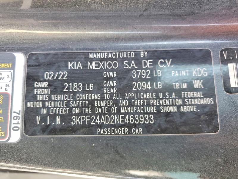 Продаж на аукціоні авто 2022 Kia Forte, vin: 3KPF24AD2NE463933, номер лоту: 49938496