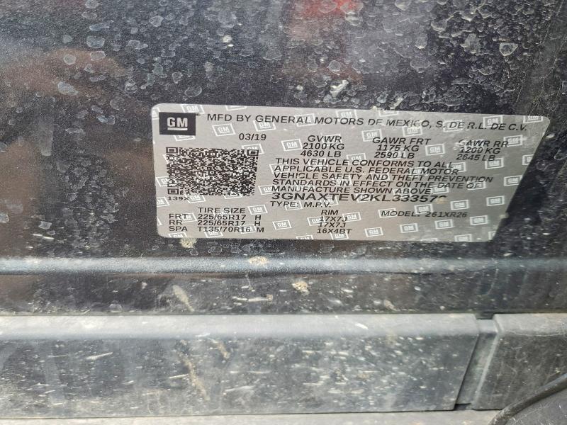 Aukcja sprzedaży 2019 Chevrolet Equinox, vin: 3GNAXTEV2KL333576, numer aukcji: 51663886