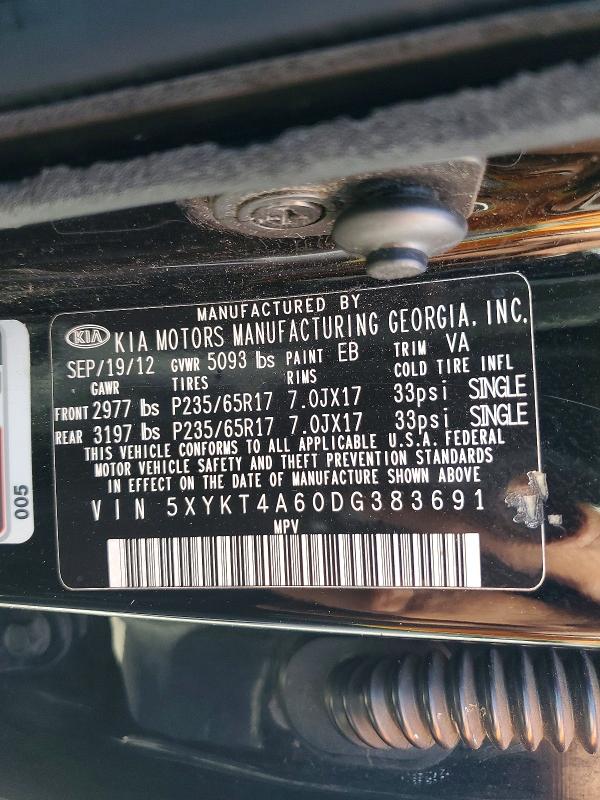 51009236 :رقم المزاد ، 5XYKT4A60DG383691 vin ، 2013 Kia Sorento مزاد بيع