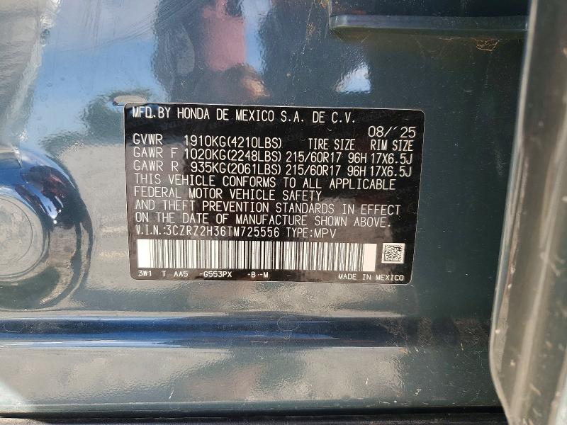 48435586 :رقم المزاد ، 3CZRZ2H36TM725556 vin ، 2026 Honda Hr-v مزاد بيع