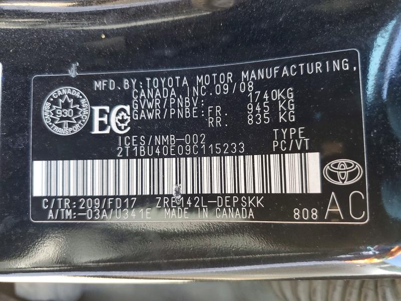 Продажа на аукционе авто 2009 Toyota Corolla, vin: 2T1BU40E09C115233, номер лота: 50434186