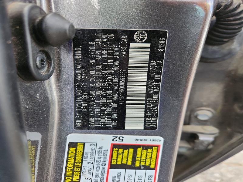 49101256 :رقم المزاد ، 4T1B11HK8JU563532 vin ، 2018 Toyota Camry مزاد بيع