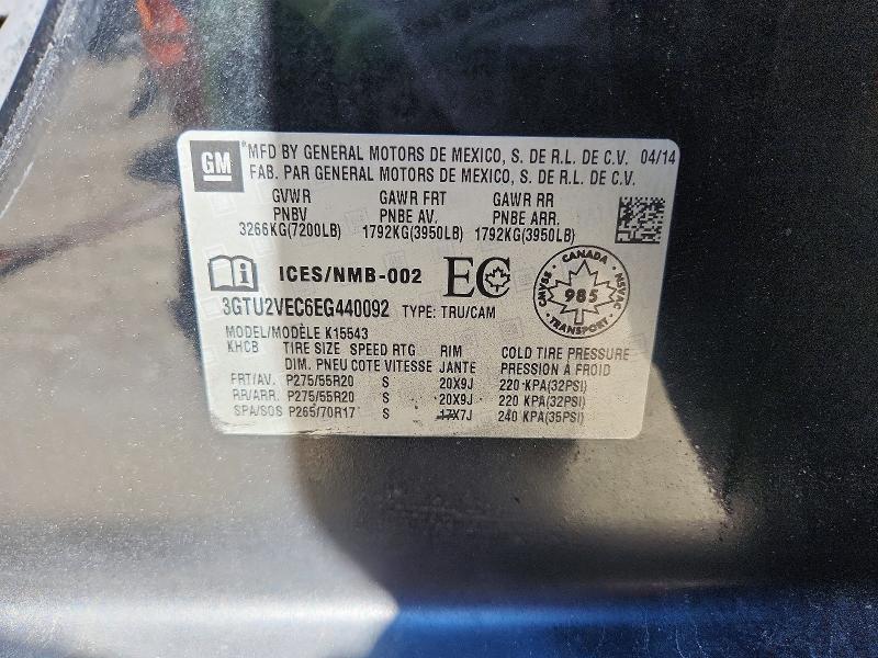Продаж на аукціоні авто 2014 Gmc Sierra, vin: 3GTU2VEC6EG440092, номер лоту: 49125496