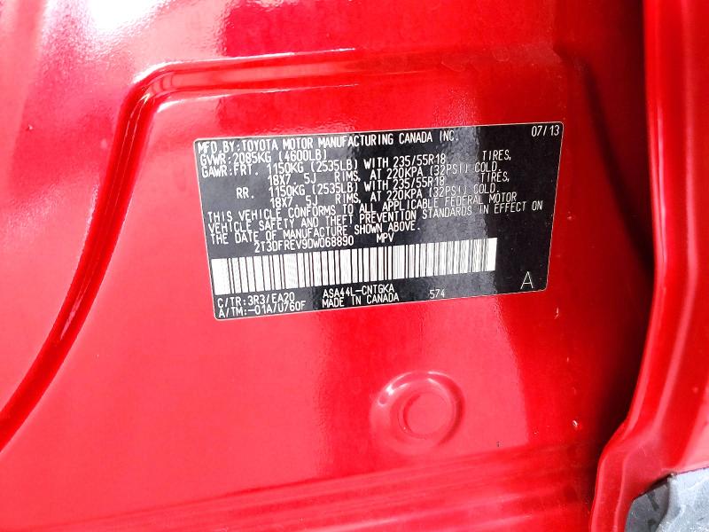 50528996 :رقم المزاد ، 2T3DFREV9DW068890 vin ، 2013 Toyota Rav4 مزاد بيع