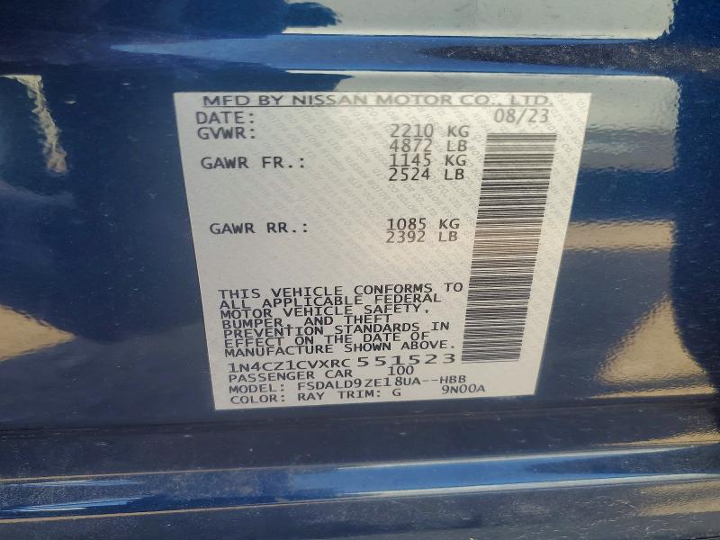 48805336 :رقم المزاد ، 1N4CZ1CVXRC551523 vin ، 2024 Nissan Leaf مزاد بيع