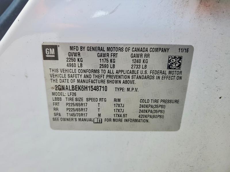 Продажа на аукционе авто 2017 Chevrolet Equinox, vin: 2GNALBEK6H1548710, номер лота: 50953276