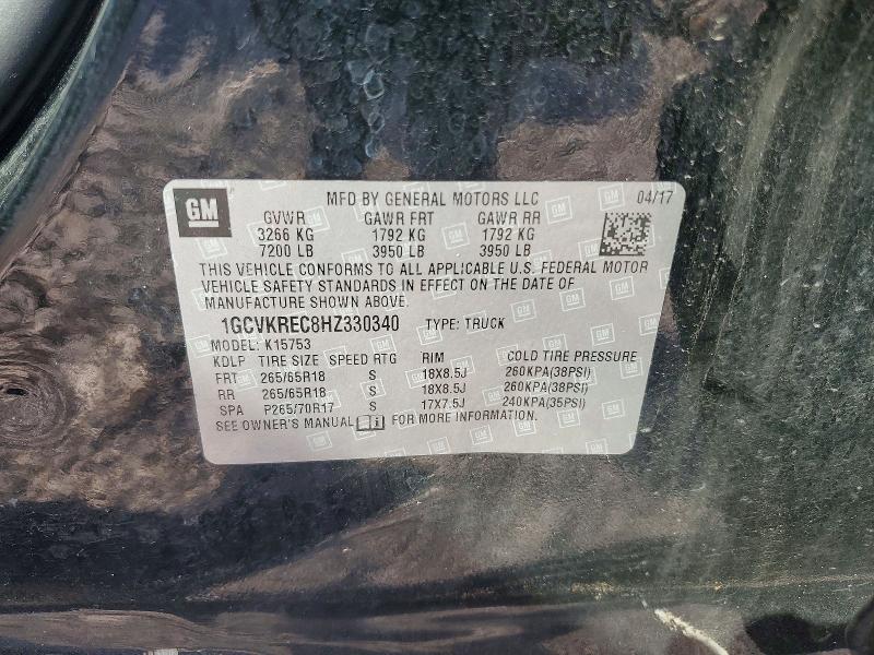 Продаж на аукціоні авто 2017 Chevrolet Silverado, vin: 1GCVKREC8HZ330340, номер лоту: 49815316