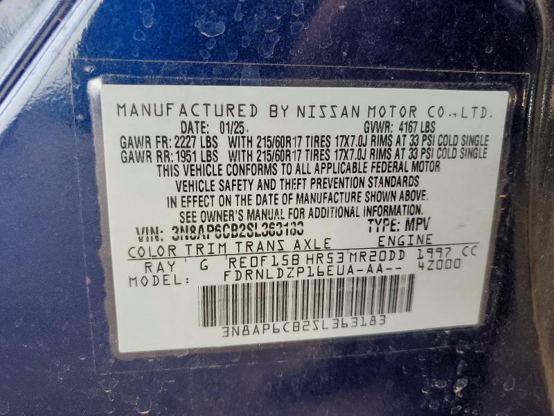 Aukcja sprzedaży 2025 Nissan Kicks, vin: 3N8AP6CB2SL363183, numer aukcji: 49123116