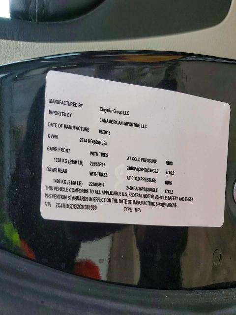 Aukcja sprzedaży 2016 Dodge Grand Caravan, vin: 2C4RDGDG2GR381989, numer aukcji: 51239286