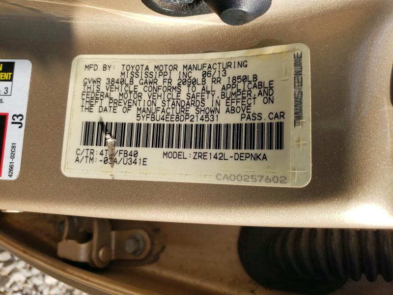 Продаж на аукціоні авто 2013 Toyota Corolla, vin: 5YFBU4EE8DP214531, номер лоту: 49399866