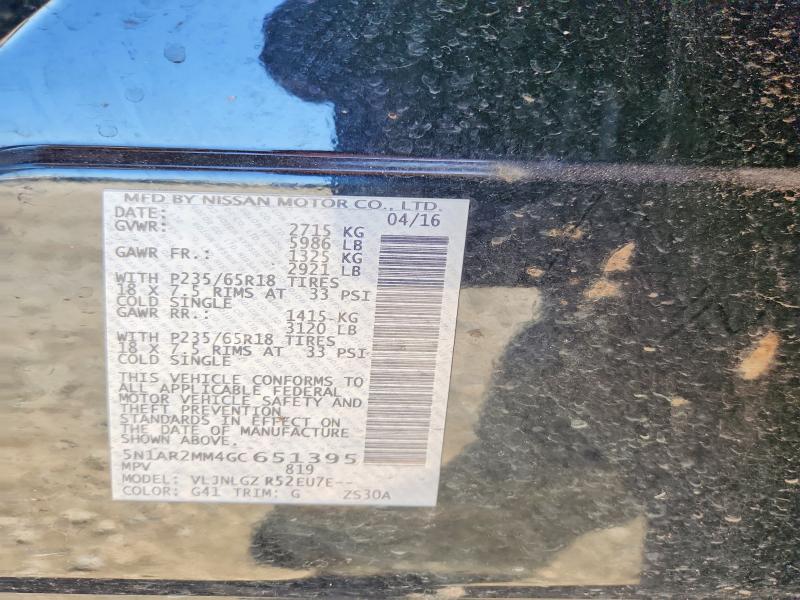 2016 Nissan Pathfinder მანქანა იყიდება აუქციონზე, vin: 5N1AR2MM4GC651395, აუქციონის ნომერი: 49619696