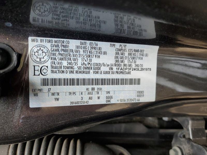 49635236 :رقم المزاد ، 1FADP3F24GL291978 vin ، 2016 Ford Focus مزاد بيع
