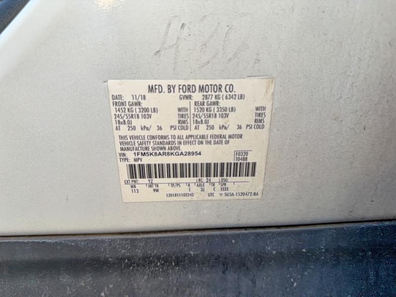 2019 Ford Explorer მანქანა იყიდება აუქციონზე, vin: 1FM5K8AR8KGA28954, აუქციონის ნომერი: 51207016