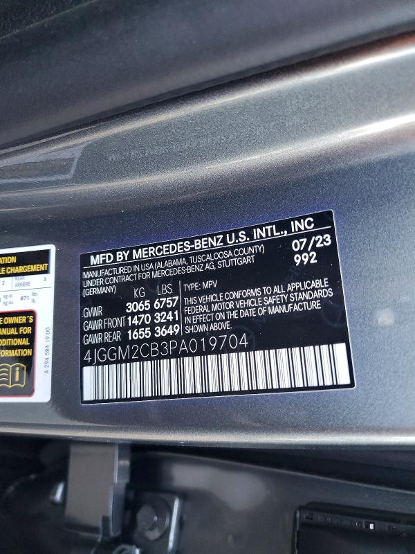 51379536 :رقم المزاد ، 4JGGM2CB3PA019704 vin ، 2023 Mercedes-benz Eqe Suv مزاد بيع