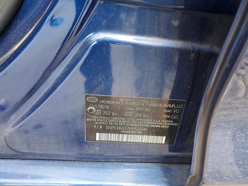 2017 Hyundai Sonata მანქანა იყიდება აუქციონზე, vin: 5NPE24AF7HH520141, აუქციონის ნომერი: 50608896