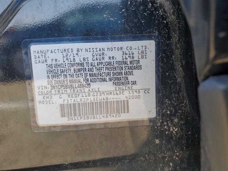 2020 Nissan Kicks მანქანა იყიდება აუქციონზე, vin: 3N1CP5BV8LL489420, აუქციონის ნომერი: 50668086