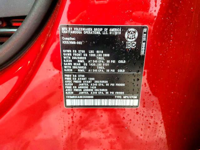 Aukcja sprzedaży 2019 Volkswagen Atlas, vin: 1V2MR2CA3KC538960, numer aukcji: 49483906