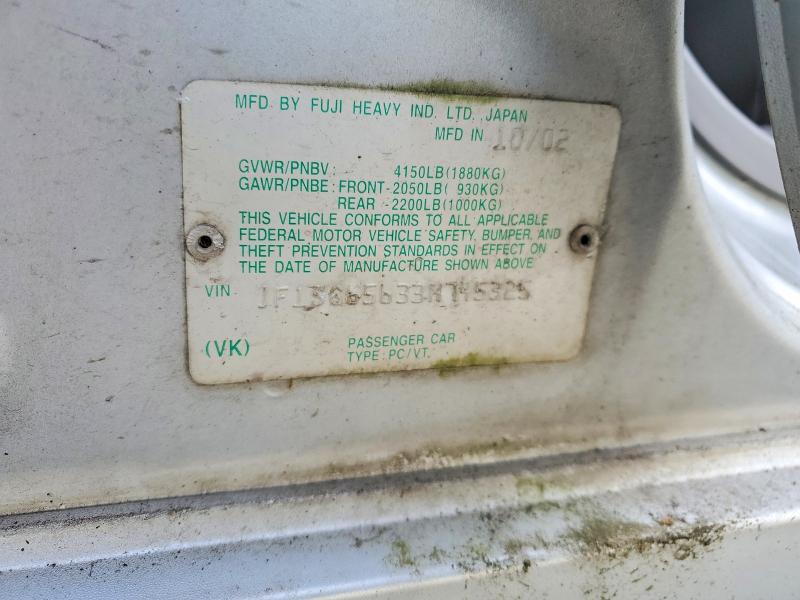 2003 Subaru Forester მანქანა იყიდება აუქციონზე, vin: JF1SG65633H745325, აუქციონის ნომერი: 50533346