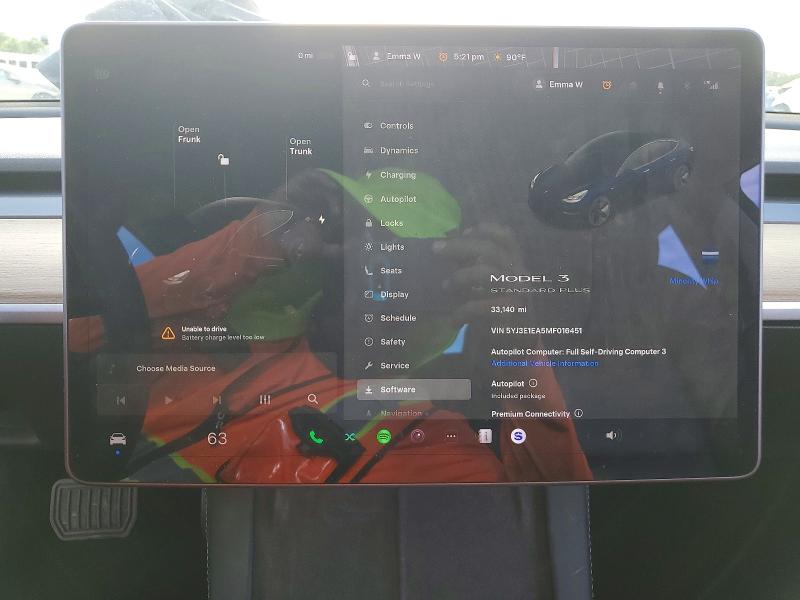 49805696 :رقم المزاد ، 5YJ3E1EA5MF016451 vin ، 2021 Tesla Model 3 مزاد بيع