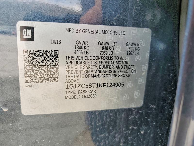 Продажа на аукционе авто 2019 Chevrolet Malibu, vin: 1G1ZC5ST1KF124905, номер лота: 48804226