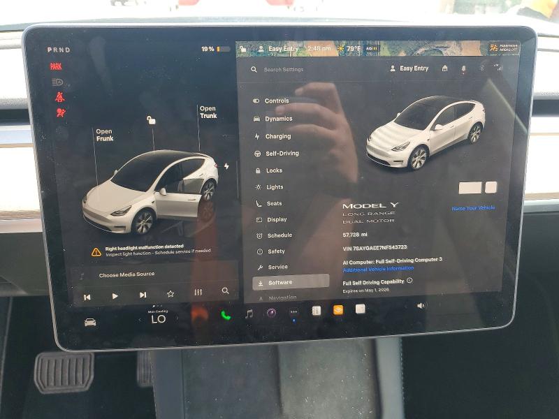 Продажа на аукционе авто 2022 Tesla Model Y, vin: 7SAYGAEE7NF543723, номер лота: 50829036