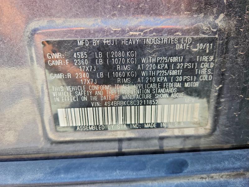 Aukcja sprzedaży 2012 Subaru Outback, vin: 4S4BRBKC8C3211852, numer aukcji: 52026256