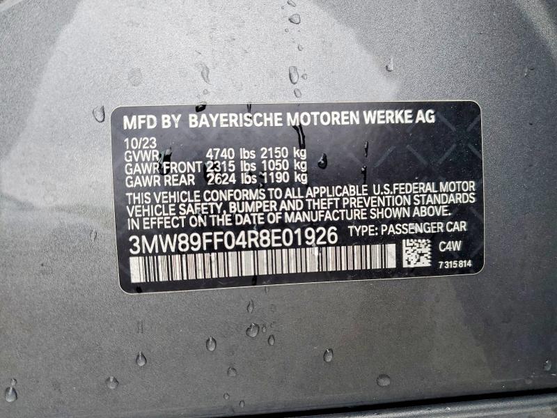 2024 Bmw 330xi მანქანა იყიდება აუქციონზე, vin: 3MW89FF04R8E01926, აუქციონის ნომერი: 51810666