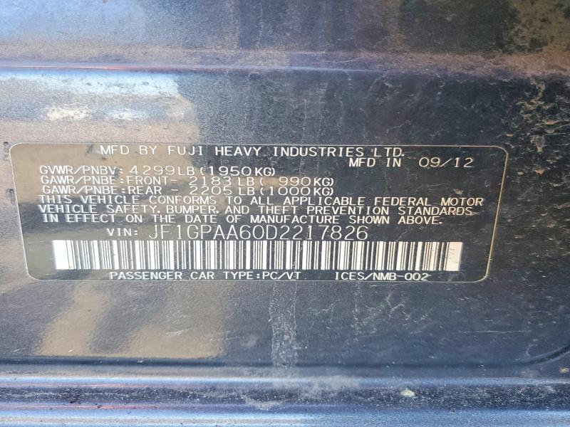 Продаж на аукціоні авто 2013 Subaru Impreza, vin: JF1GPAA60D2217826, номер лоту: 50710746