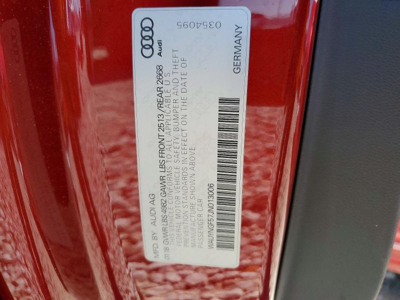 48017256 :رقم المزاد ، WAUYNGF57JN013006 vin ، 2018 Audi A5 مزاد بيع