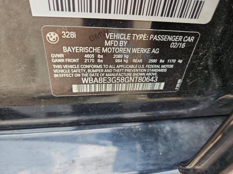 Продаж на аукціоні авто 2016 Bmw 328, vin: WBA8E3G58GNT80643, номер лоту: 49572366