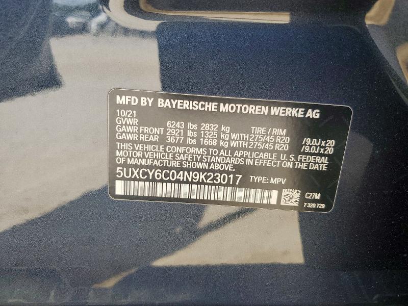 Продаж на аукціоні авто 2022 Bmw X6, vin: 5UXCY6C04N9K23017, номер лоту: 49962126