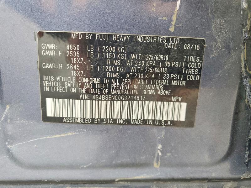 Aukcja sprzedaży 2016 Subaru Outback, vin: 4S4BSENC0G3214817, numer aukcji: 49386236