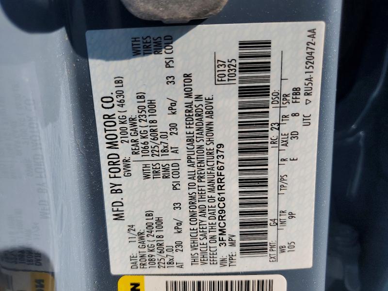 Продажа на аукционе авто 2024 Ford Bronco Sport, vin: 3FMCR9C61RRF67379, номер лота: 50845446