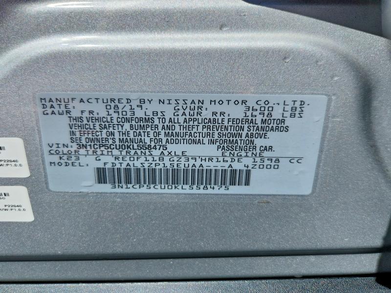 Продажа на аукционе авто 2019 Nissan Kicks, vin: 3N1CP5CU0KL558475, номер лота: 50685566